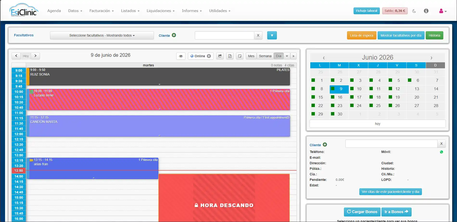 Agenda inteligente de EsiClinic